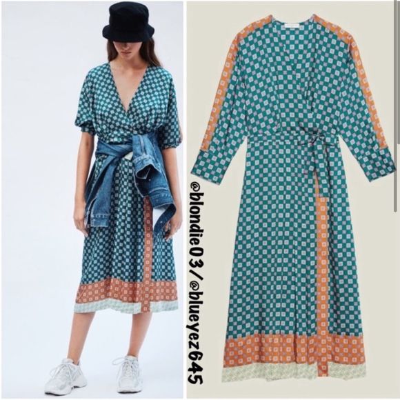 Sandro silk patchwork geometric print dress 34/US 2 - Picture 2 of 5